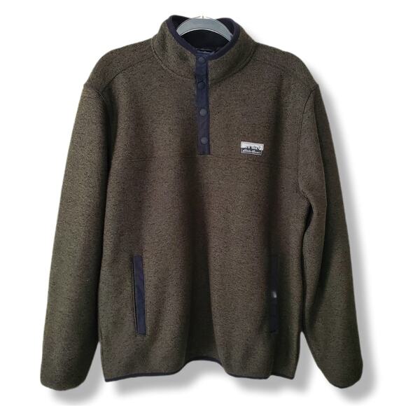 Men Eddie Bauer Green Sweater Fleece Snap Neck Pullover M Outdoors Gorp Rugged - Picture 2 of 11